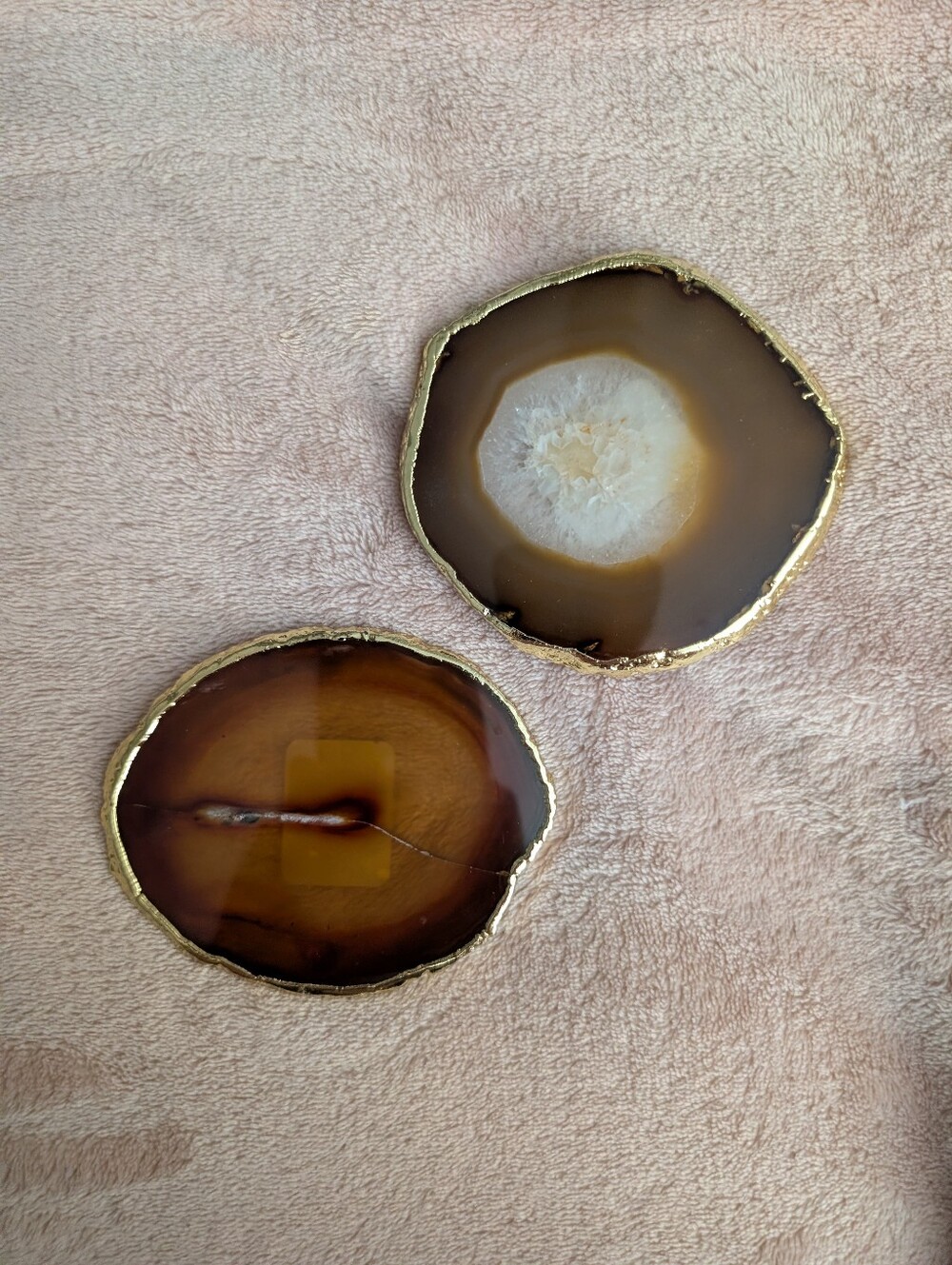 Agate Stone Coasters with‎ Gold Trim - Brown & Cream - Williams Sonoma